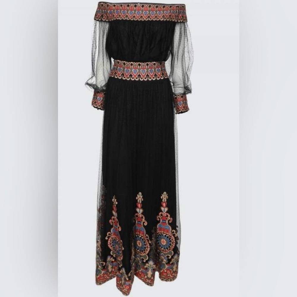 Embroidered Off-Shoulder top with long skirt